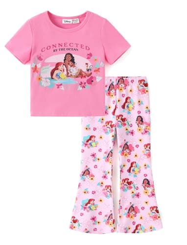 Disney Princess Ariel Moana Girls Outfits 2 Piece Clothing Set Graphic TShirt and Flare Leggings Pants Sets Little Kids Toddler Spring Summer Travel Vacation Hawaii Girls Clothes 4-5T