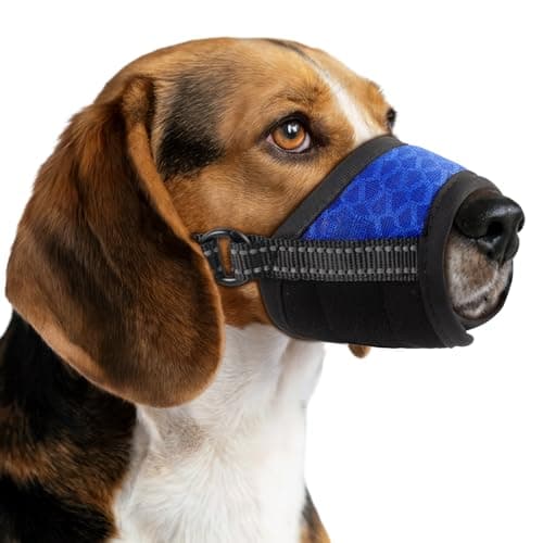 BONTHEE Dog Muzzle,Soft Breathable Mesh, Adjustable Loop Pets Drinkable Anti-Biting Muzzle for Small, Medium, Large Dogs | Lightweight, Comfortable, Easy to Wear-Blue XXL