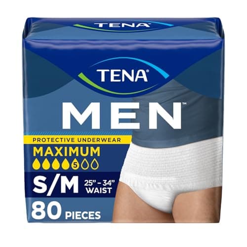 Tena Men Maximum Incontinence ...ear, White, S/M 25-34in, 80 ct