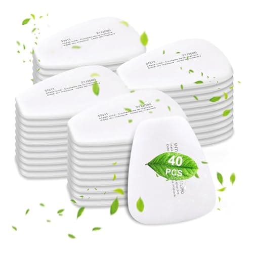 TKOWTB 40PCS 5N11 Respirator Filter Cotton for 6200, 6800, 6000, 7501, 7502 Series Respirator Particulate Filter Cotton Against Paint Sprays Epoxy Resin Welding Dust