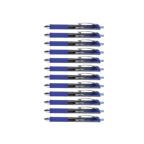 Amazon Basics Retractable Gel ...g, No-Smear Ink, Blue, 12-Pack