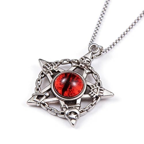 LUSKINNO Red Star & Evil Eye Titanium Steel Necklace, 2.23ft Dragon Bone Chain with Anti-Fall Fishhook Clasp, Waterproof Tarnish-Resistant for Men Women