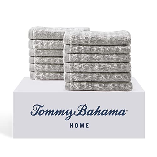 [NEW] $14 | Tommy Bahama - Washcloths, Soft & Absorbent Cotton Towels (Northern Pacific Grey, 12 Piece) at Amazon