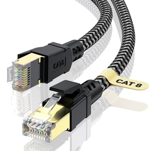 CABNEER Cat 8 Ethernet Cable 6FT, High-Speed Braided Internet Cable Network Cord with Gold Plated RJ45 Connector 40Gbps 2000Mhz Heavy Duty LAN Cable Shielded Indoor