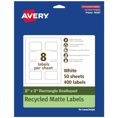 Avery EcoFriendly Matte White ...er/Inkjet Printable, 400 Total