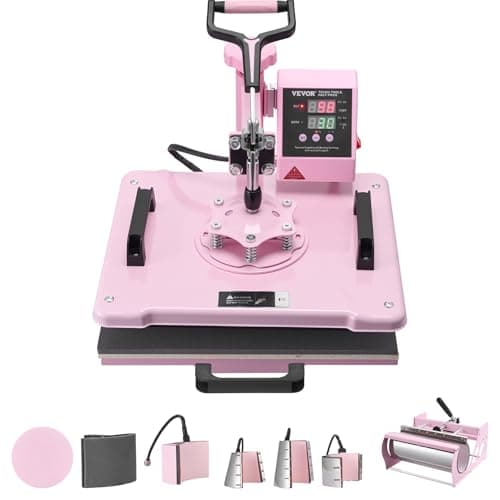 VEVOR 8 in 1 Heat Press Machin...s Cans Mugs, and Plates (Pink)
