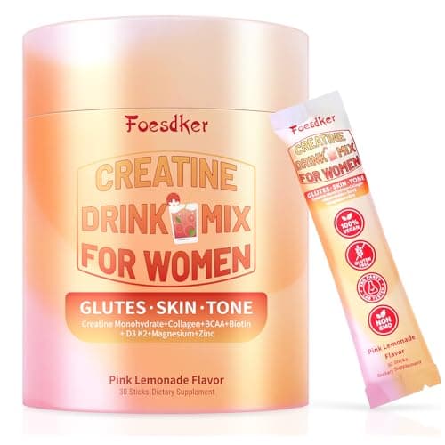 Foesdker Creatine Powder for Women – with BCAA & Collagen & Myo-Inositol & Hyaluronic Acid Folate – Micronized Creatine Monohydrate Powder – Pink Lemonade Flavor – 30 Servings