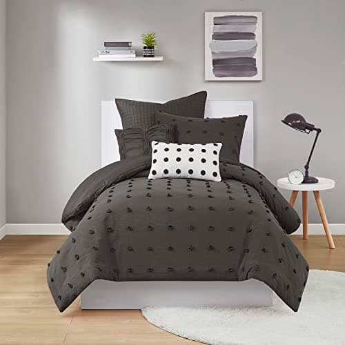 Intelligent Design Duvet Set 1... in x 92 in), Charcoal 5 Piece