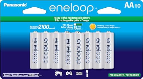 10-Pk Panasonic Eneloop AA Ni-MH Rechargeable Batteries $24