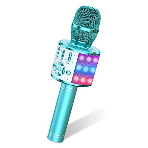 Amazmic Kids Karaoke Microphone Machine Toys for Girls Bluetooth Microphone with LED Light, Mother's Day Birthday Gift for Girls Boys 3 4 5 6 7 8 9 10 11 12 Year Old Kids Toys(Blue)