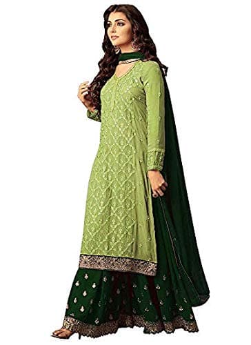 ZIYA Fashion Ethnic Party Wedding Wear Palazzo Set Salwar kameez For Women 47001 (Light Green, Large)