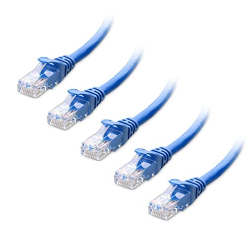 Cable Matters 10Gbps 5-Pack Snagless Cat 6 Ethernet Cable - 4ft, Cat 6 Cable, Cat6 Cord, Ethernet Cord, Blue