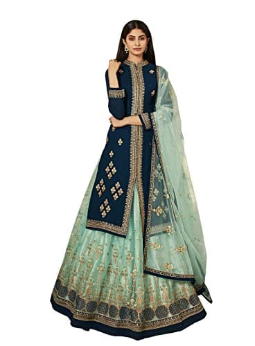 Ziya New Indian/Pakistani Eid Special Party/Ethnic wear Georgette Straight Ghagra Style Salwar for Womens 45001 (Blue, Medium)
