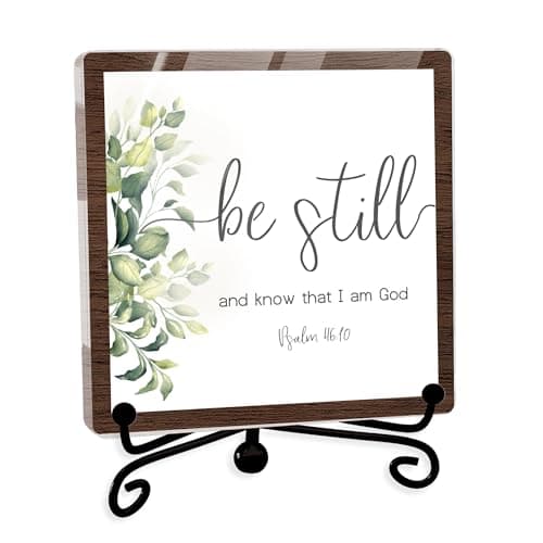 Modern Farmhouse Decor, Home Decor For Living Room, Boho Chic Aesthetic Shelf Decorations, Christian Be Still Acrylic Sign, Farmhouse Entryway Tv Stand Fireplace Coffee Table Decoration (11)