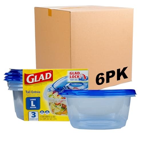 Glad GladWare Tall Entree Food... Safe, 42 Oz, 3 Count - 6 Pack