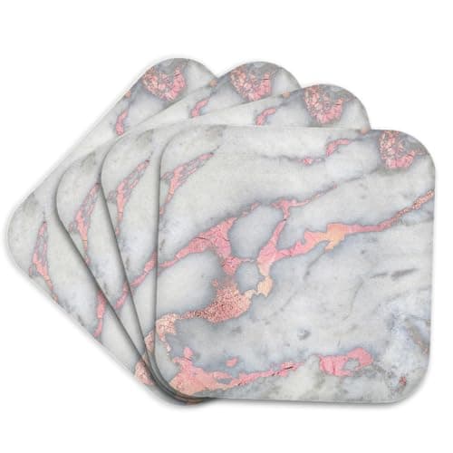 3dRose Image of Chic Trendy Ro...uartz Set of 4 Coasters - Soft