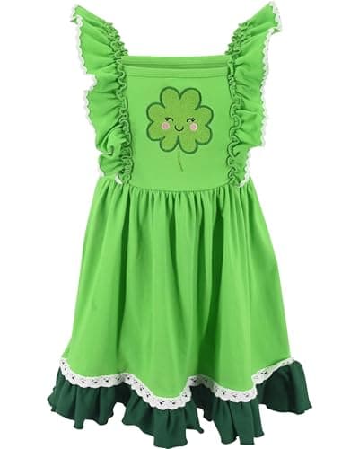 Unique Baby Girls St Patricks Day Dress Lucky Shamrock Outfits for Girl Toddler and Kids (8Y, Smiley Clover)