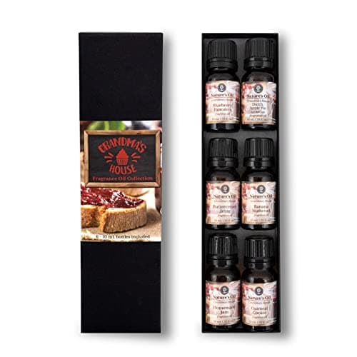 Nature's Oil Sweet Treats Fragrance Oil Set, for Perfume, Cologne, Diffusers, Soap Making, Candle Making, Lotion, Home Scents, Linen Spray, Bath Bombs, Set of 6 (Grandmas House)
