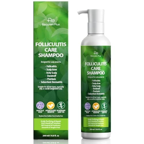 Recuren Plus Folliculitis Treatment Anti-Fungal Scalp Shampoo: Antifungal Scalp Cleanser for Seborrheic Dermatitis, Psoriasis, Acne, Dry & Itchy Scalp Relief — Sulfate-Free