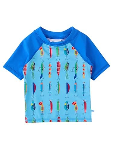 RUGGEDBUTTS® Baby/Toddler Boys Short Sleeve Rash Guard - Gone Fishin, 6-12m