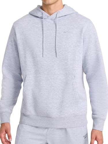 Reebok Men’s Fleece Hoodie, Standard Fit, Midweight Cotton-Poly Fabric, Grey Heather, Large
