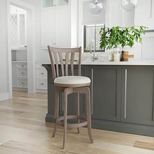 Hillsdale 29.5" Savana Wood Sw...l Bar Height Stool, Brown Gray