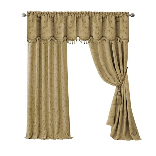 Elrene Home Fashions Mia Jacqu...ain, 52" x 95" (1 Panel), Gold