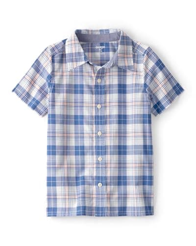 OshKosh B'Gosh Boy Short Sleeve Woven Buttonfront Shirt, Blue, 6