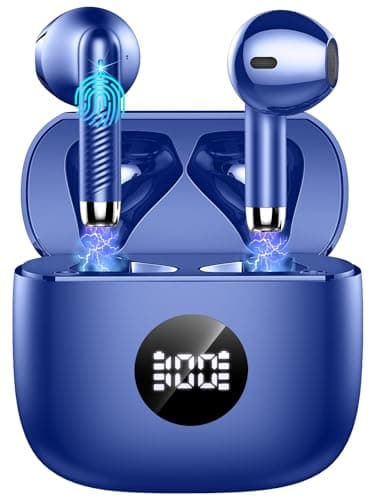 Wireless Earbuds, Bluetooth 5.4 Headphones LED Power Display Ear Buds Bass Stereo, Bluetooth Earbuds in-Ear Noise Cancelling Mic, 40H Playback Mini Case IP7 Waterproof Sports Earphones for Android iOS