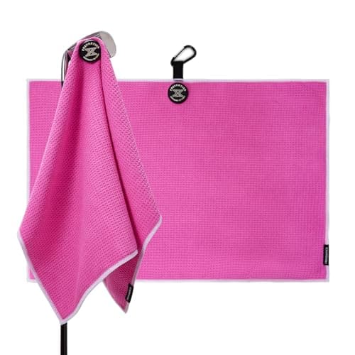 Frevontica Magnetic Golf Towel with Cleaning Pocket, 24"x16" Ultra-Absorbent Waffle Microfiber Golf Towel with Magnet & Clip for Golf Bag, Carts and Clubs, Golf Accessories Gift for Men Women Golfers