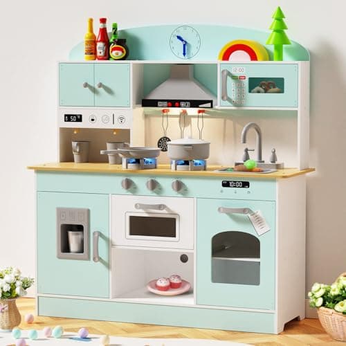 Babytronic Wooden Play Kitchen...itchen Set for Toddlers (Blue)