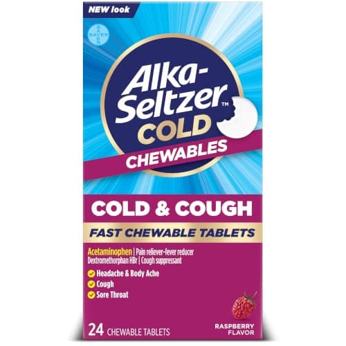 24-Count Alka-Seltzer Plus Cough & Sore Throat Fizzy Chews (Raspberry) $3.60 w/ S&S + Free Shipping w/ Prime or on orders over $35