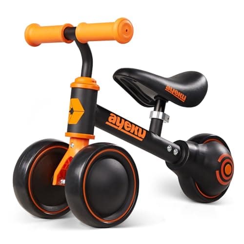 AyeKu Mini Balance Bike for 1-... Adjustable Seat, Black Orange