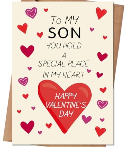 HEJOYN Valentines Card for Son, Valentines Day Card Gifts for Son from Mom or Dad, Valentine's Day Gifts for Adult Sons
