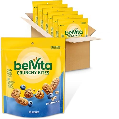 belVita Bite Size Snacks, Blueberry Crunchy Bites, 6-5 oz Bags