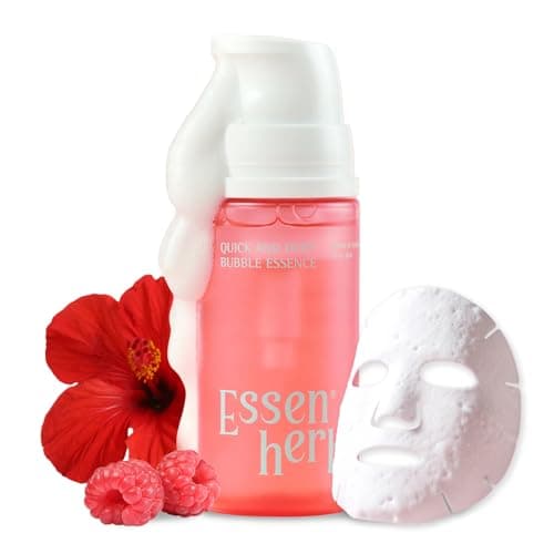 Essenherb Quick & Deep Bubble Serum Essence with Hibiscus Collagen, Micro Bubble Mask for Daily Hydration, Fast-Absorbing Serum that Helps Revitalize Dull Skin for a Healthy Glow, 3.28 fl oz