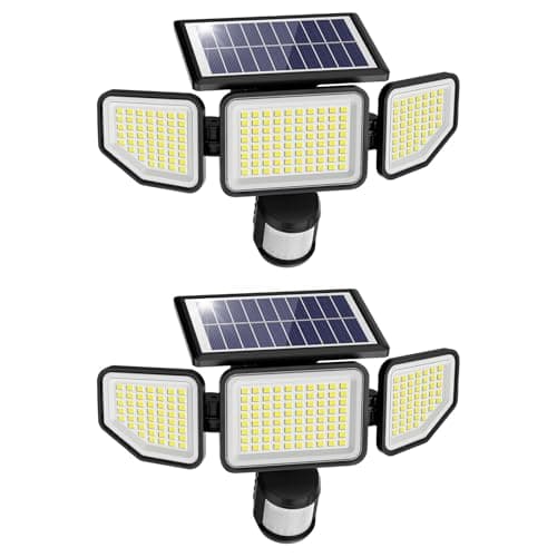 Onforu 258-LED 3000lm Solar Motion Sensor 3-Head Outdoor Floodlight (2-Pack) $16.63