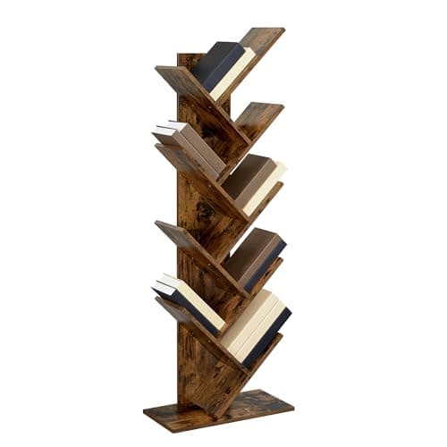 VASAGLE Tree Bookshelf, 9-Tier... Office, Rustic Brown ULBC11BX