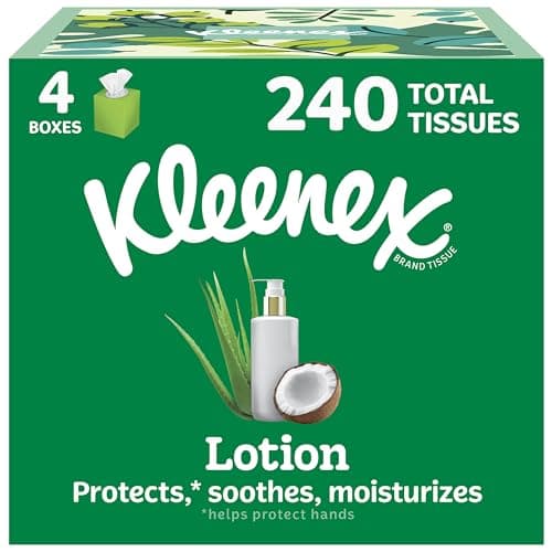Kleenex Lotion Facial Tissues, 4 Cube Boxes, 60 Tissues per Box