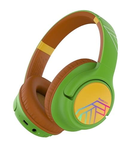 PowerLocus Kids Wireless Headphones, Bluetooth Kids Headphones LED Lights Over Ear with 74/85/94dB Volume Limited, 45H Playtime,Built-in Mic, Two Device Share Mode, HD Stereo for Travel/PC/Tablet