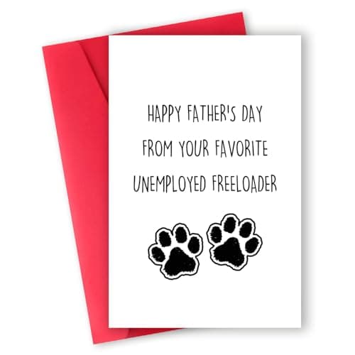 ATTLVV Funny Dog Dad Fathers Day Card,Cute Father's Day Gift from Dog Cat,Happy Dog Dad Gifts for Men Husband