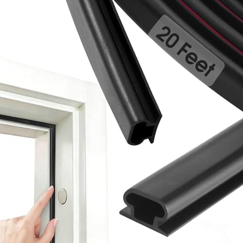 SQKM Weather Stripping Door Seal Strip, D-Shaped Self-Adhesive, Soundproof Blocks Cold Drafts & Dust, Black TPE 20Ft (3/8" W × 1/4" T) for Door Frames & Windows