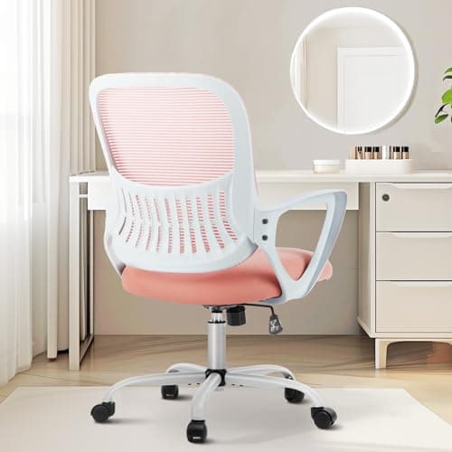 Sweetcrispy Ergonomic Mid-Back..., Bedroom, Study, Office, Pink