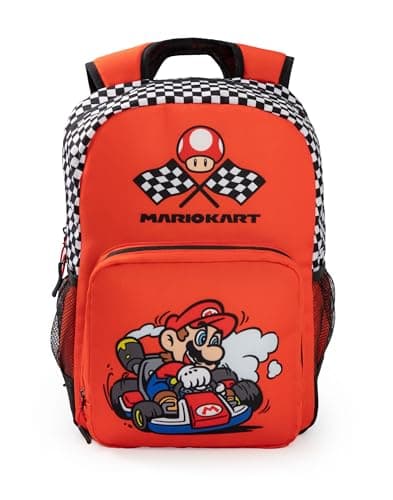 Super Mario Kart Red Backpack | Unisex Kids School Bag for Books Mario Character | Back to School Kids Gaming Merchandise