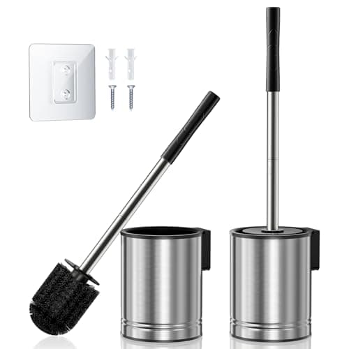 Prime Members: 2-Pack HAMITOR Compact Toilet Bowl Brush Set (Silver) $12 + Free Shipping