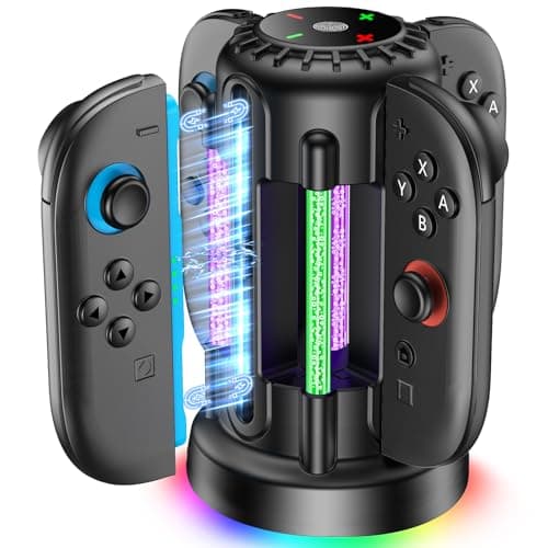 Charging-Dock-for-Nintendo-Switch-2-Joycon(2025), Switch 2 Charger Station with 10 LED Light, Joycon Charger with Magnetic, Fast Charging Station for Joy-con, Nintendo Controller Accessories, Black