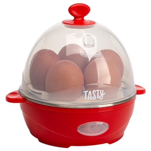 Tasty Mini Rapid Egg Cooker, 5...or Omelets, Auto Shut Off, Red