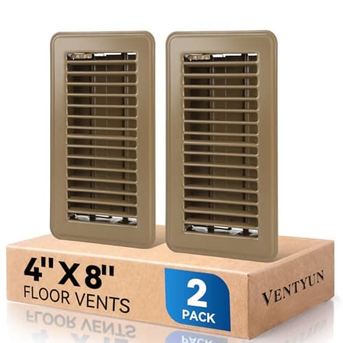4" x 8" Floor Register Vent Covers 2-Pack, Walkable Powder-Coated Metal Vent Covers with Adjustable Airflow, Curved Safe Edges for Floor/Wall, Brown