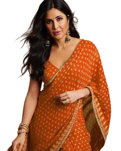 BE4ME.COM Alia Bhatt Wear Rocky & Rani Movie Celebrity Inspired Manish Malhotra Party & Wedding Saree (KAT-ORANGE)