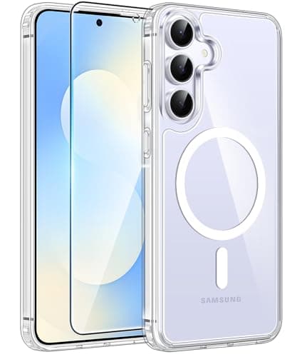 FNTCASE for Samsung Galaxy S25 FE Case: [Fit for Magsafe] [Screen Protector] Anti Yellowing Transparent Clear Military Grade - Shockproof Protective Phone Cover for Samsung S25Fe (Clear-6.7 inch)